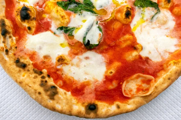Vue Dessus Classique Pizza Margherita Menu Restaurant Italien — Photo