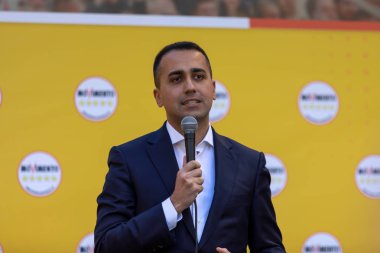 Luigi Di Maio on stage addresses the M5S people.