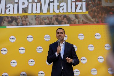 Luigi Di Maio on stage addresses the M5S people.