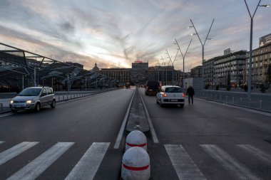 Naples, Italy - Garibaldi square and metro station.