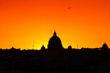 Sunset on the skyline of Rome, Italy