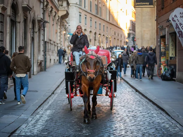 Paardenkoets in de stad. — Stockfoto