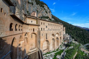 Monastery of San Benedetto, or Sanctuary of the Sacro Speco, an ancient Benedictine monastery located in the territory of Subiaco, near Rome, Italy. clipart