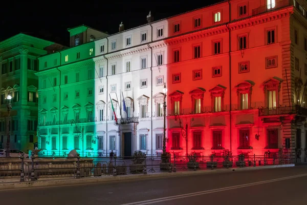 Rzym Włochy Marca 2020 Palazzo Chigi Siedziba Włoskiego Rządu Fasada — Zdjęcie stockowe