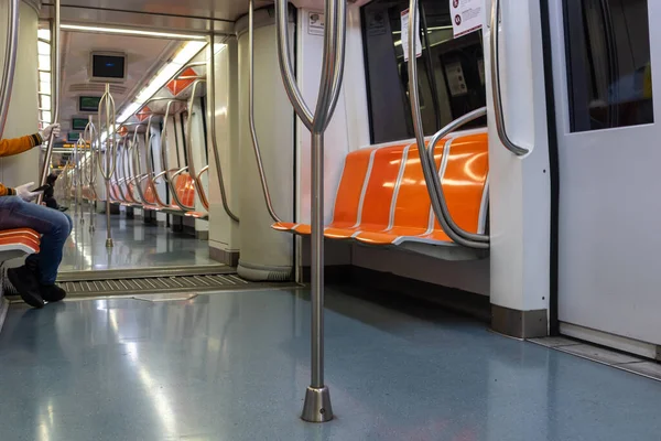 Roma Italia Abril 2020 Dentro Del Metro Línea Los Asientos —  Fotos de Stock