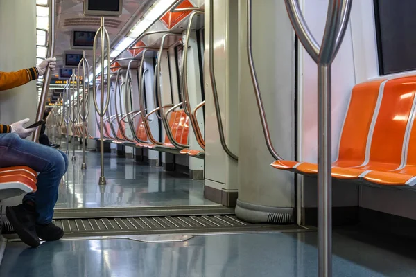 Roma Italia Abril 2020 Dentro Del Metro Línea Los Asientos —  Fotos de Stock