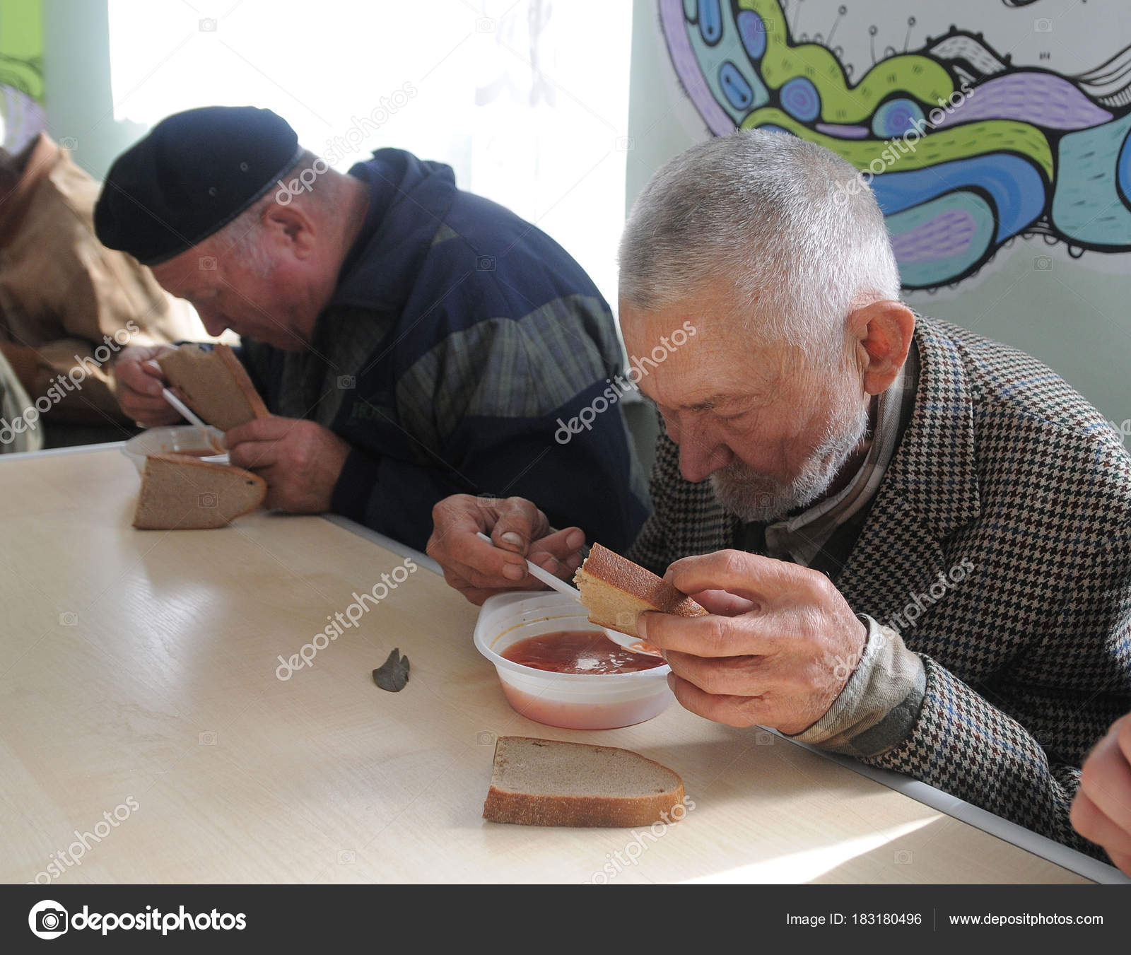 Pensioners Poor Soup Kitchen Poor Pensioners Homeless Kyiv