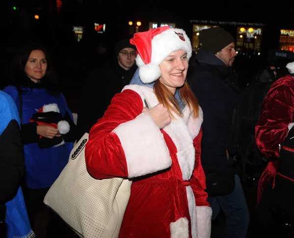 Procissão Assistentes Voluntários São Nicolau Kiev Dezembro 2019 — Fotografia de Stock