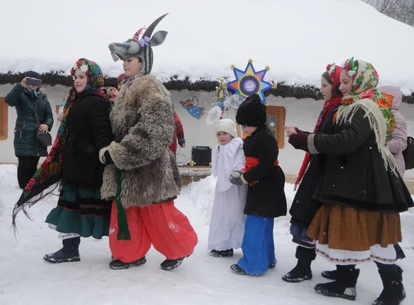 Christmas Carols Christmas Celebration National Museum Folk Architecture Life Kiev — Stok fotoğraf