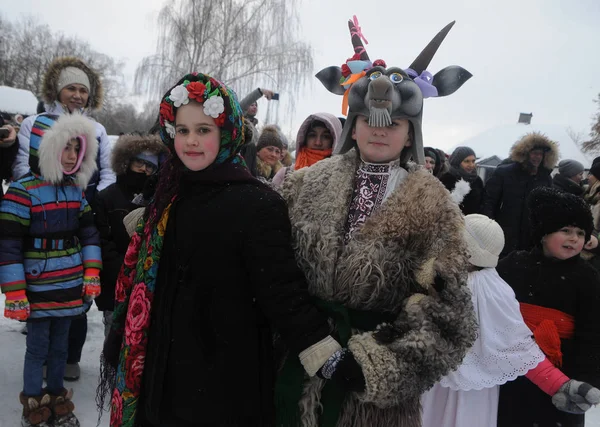 stock image Christmas carols during the celebration of Christmas at the National Museum of Folk Architecture and Life in Kiev, January 7, 2019