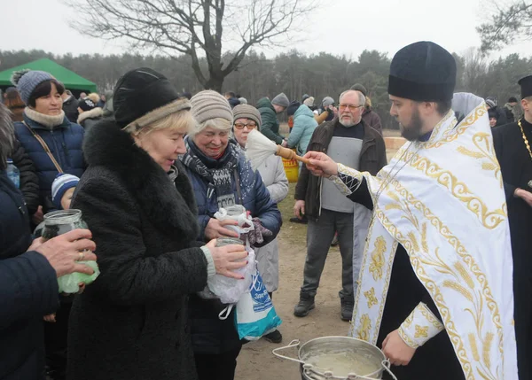 Празднование Богоявления Киеве Января 2020 — стоковое фото