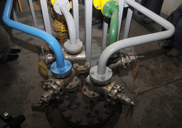 Válvulas Corte Estação Obras Água Desnyanskaya Kiev Janeiro 2019 — Fotografia de Stock