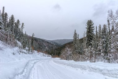 Khakasia kış manzarası.