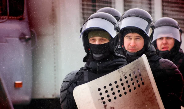 Barnaul Oroszország 2020 Január Nemzeti Gárda Katonái Zavargások Elfojtására Képeznek — Stock Fotó