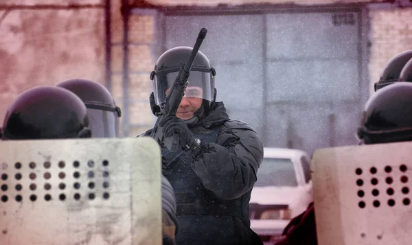 Barnaul Ρωσία Ιανουαρίου 2020 Στρατιώτες Εκπαιδεύονται Για Καταστείλουν Ταραχές — Φωτογραφία Αρχείου