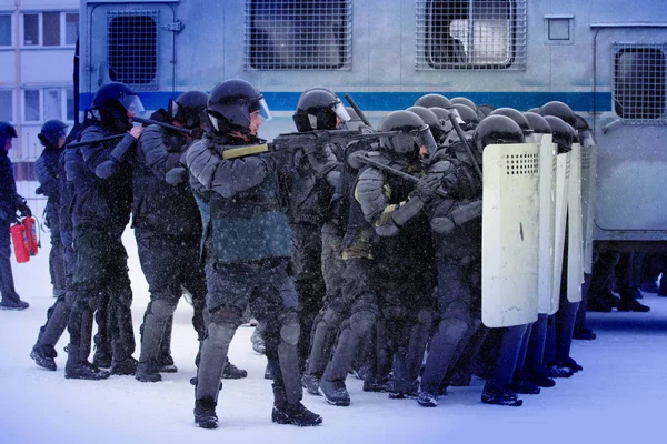 Barnaul Russia January 2020 National Guard Soldiers Train Suppress Riots — Stock Photo, Image