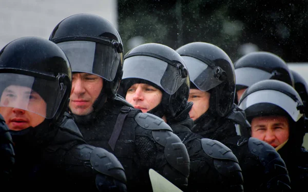 Barnaul Russland Januar 2020 Soldaten Der Nationalgarde Bilden Aus Unruhen — Stockfoto