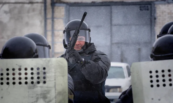 Barnaul Rusland Januari 2020 Nationale Soldaten Trainen Rellen Onderdrukken — Stockfoto