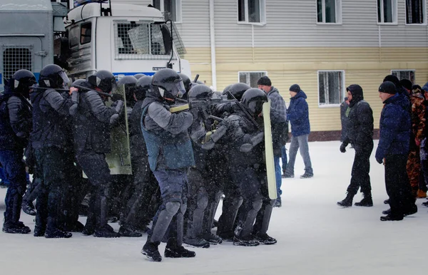 Barnaul Rusland Januari 2020 Nationale Soldaten Trainen Rellen Onderdrukken — Stockfoto