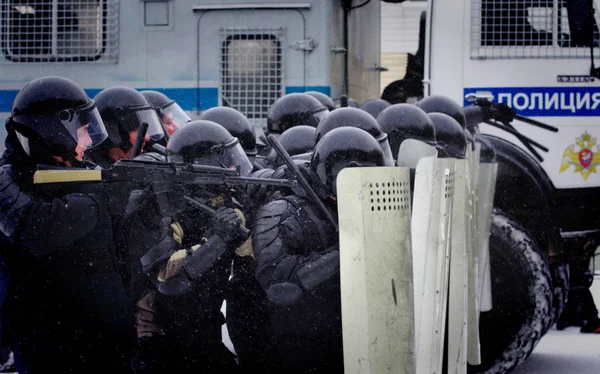 ロシア バルナウル2020年1月15日 国家警備隊兵士は暴動を抑えるために訓練する — ストック写真