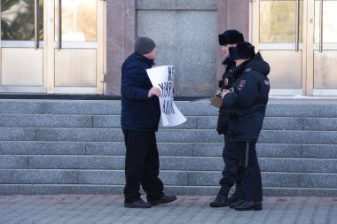 Barnaul, Rusya-13 Mart 2020. Putin 'in 