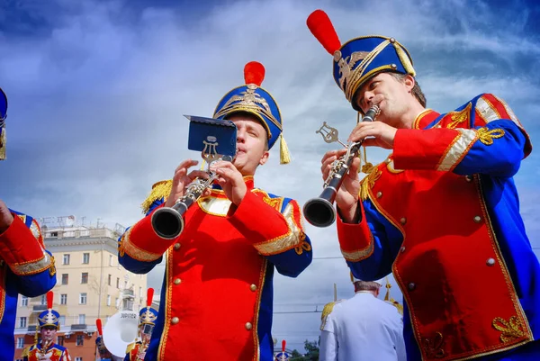 Barnaul Russland September 2017 Musiker Nehmen Blasmusik Parade Teil — Stockfoto