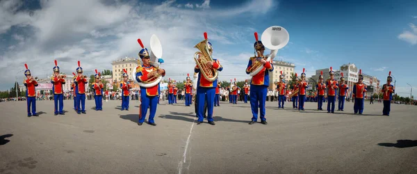 Barnaul Russland September 2017 Musiker Nehmen Blasmusik Parade Teil — Stockfoto