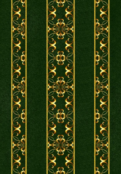 Vertical floral border. Pattern, seamless. Golden crystals, weaving, arabesques.