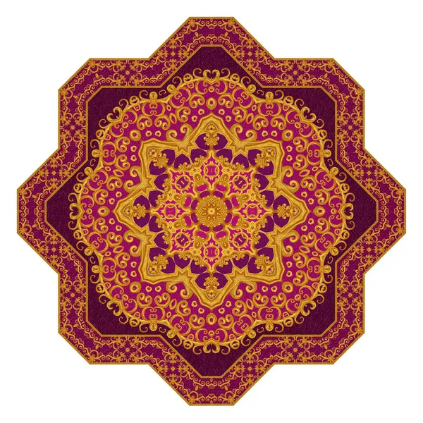 Dekorativt utsmyckade runda mandala. Inbjudan, bröllop kort, scrapbooking. Gyllene klistermärken, flash tillfällig tatuering, mehndi och yoga design, boho, magiska symbol. Dekorativ design element filigran kalligrafi. — Stockfoto