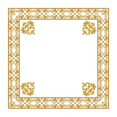Kare altın çerçeve. Parlak öğeleri Arabesk, Arapça bukleler 