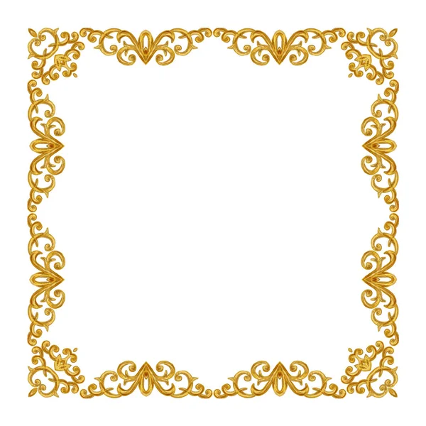 金正方形のフレーム。ブリリアント カール要素アラベスク、アラビア語 — ストック写真