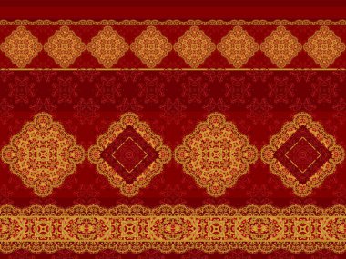 Yatay çiçek sınır. Desen, sorunsuz. Altın dantel. Altın kristalleri, dokuma, Arabesk. Karanlık zengin kadife arka plan. Ajur dantel dokuma.