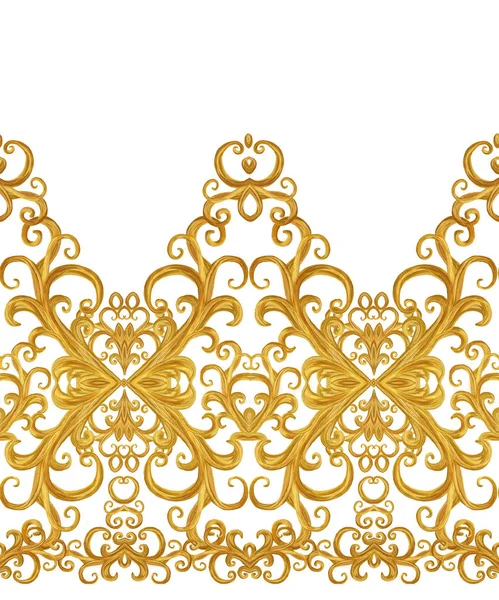 Seamless pattern. Golden textured curls. Oriental style arabesques. — Stock Photo, Image