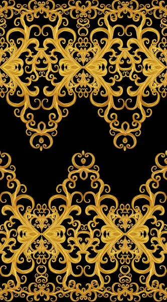 Seamless pattern. Golden textured curls. Oriental style arabesques. — Stock Photo, Image