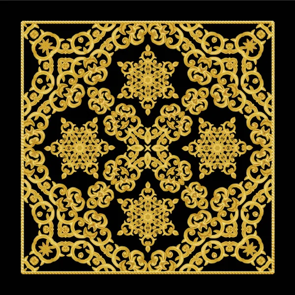 Naadloze patroon. Gouden getextureerde krullen. Oosterse stijl arabesken. Briljante lace, gestileerde bloemen. Opengewerkte weven van fijne, gouden achtergrond. — Stockfoto