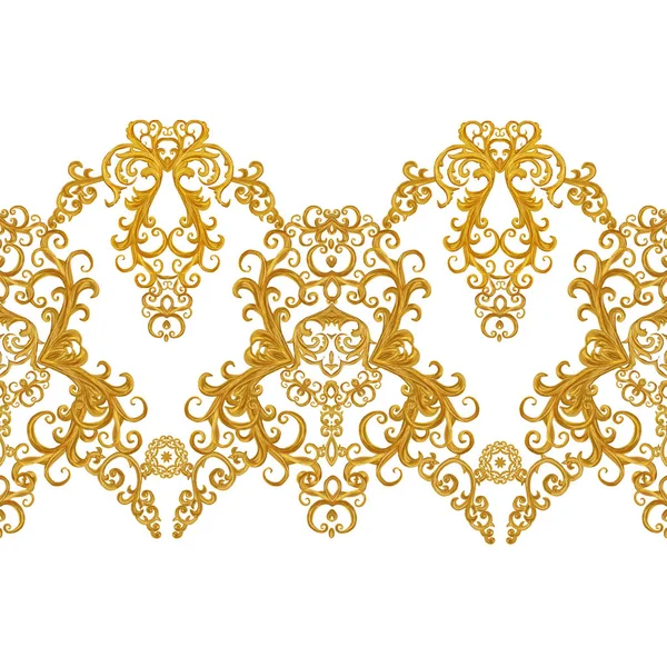 Seamless modeli. Altın dokulu bukleler. Oryantal tarzı Arabesk. Parlak dantel, stilize çiçekler. Narin, altın arka plan dokuma Ajur. — Stok fotoğraf