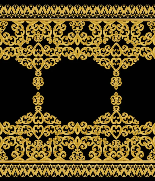 Seamless pattern. Golden textured curls. Oriental style arabesques. — Stock Photo, Image