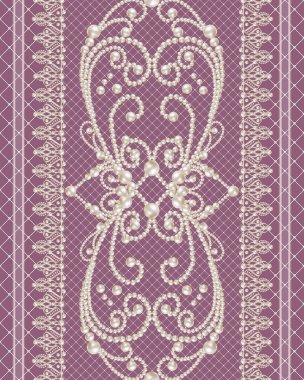 inci swirls, koleksiyon, tasarım öğeleri ve sayfa dekor beyaz gerçekçi inci bölücüler ayarlayın. Seamless modeli. Ajur süslü dantel boncuk. Damascus desen motif.