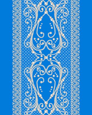inci swirls, koleksiyon, tasarım öğeleri ve sayfa dekor beyaz gerçekçi inci bölücüler ayarlayın. Seamless modeli. Ajur süslü dantel boncuk. Damascus desen motif.