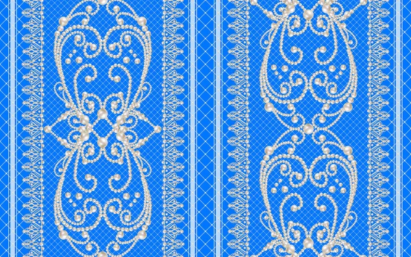 inci swirls, koleksiyon, tasarım öğeleri ve sayfa dekor beyaz gerçekçi inci bölücüler ayarlayın. Seamless modeli. Ajur süslü dantel boncuk. Damascus desen motif.