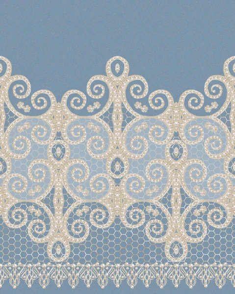 Seamless modeli. Ajur süslü dantel boncuk kaba kumaş arka plan üzerinde. Damascus desen motif. — Stok fotoğraf