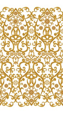 Seamless modeli. Altın dokulu bukleler. Oryantal tarzı Arabesk. Parlak dantel, stilize çiçekler. Narin, altın arka plan dokuma Ajur.