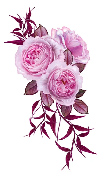 Composición floral. Ramo de rosas rosadas delicadas, flores hermosas brillantes —  Fotos de Stock