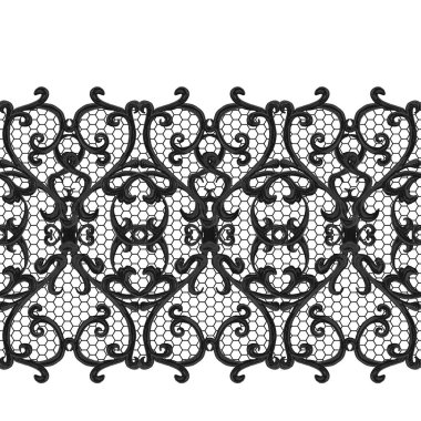 Seamless modeli. Oryantal tarzı Arabesk. Siyah dantel, stilize çiçekler. Ajur dokuma hassas, tekstil arka plan.
