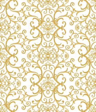Seamless modeli. Altın dokulu bukleler. Oryantal tarzı Arabesk. Parlak dantel, stilize çiçekler. Narin, altın beyaz arka plan dokuma Ajur.