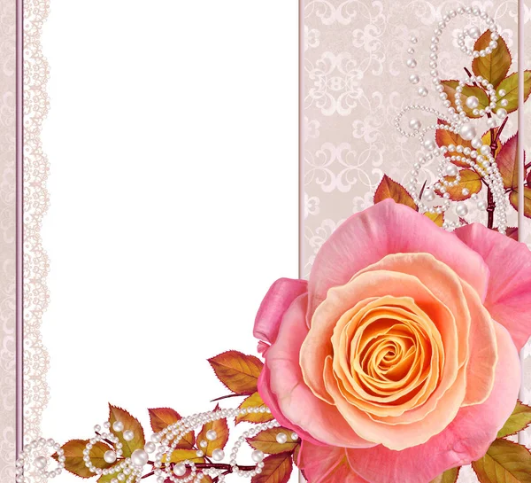 Fundo floral. Saudação postal vintage, tom pastel, estilo antigo. Arranjo de flores de rosas laranja . — Fotografia de Stock