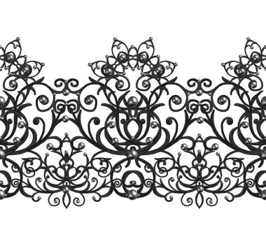 Dikişsiz desen sınır. Narin, dokuma Ajur siyah dantel, 