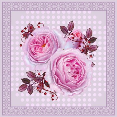 Çiçek arka plan. Tebrik vintage kartpostal, pastel tonu, eski stil. Pembe Gül çiçek aranjmanı.
