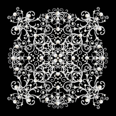 Dantel arka plan. Süslü çerçeve, aşiret etnik süsleme ile soyut bir şekilde geometrik dantel modeli. Ajur doku bukleler. Bandana, eşarp, şal.