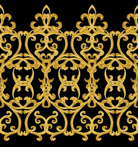Безшовні візерунок. Золотий текстурованою кучерями. Східному стилі шаблон дизайну. Блискуче мереживо, стилізовані квіти. Ткацтво ніжні ажурні. — стокове фото